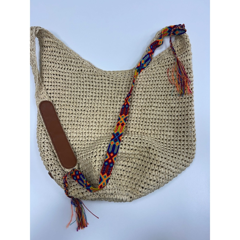 Elizabeth and James Crochet Raffia Hobo Bag Boho Festival Woven Hippie Y2K Artsy